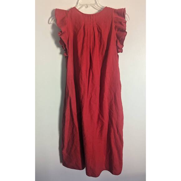 The Great. The Flutter Tulip Midi Dress in Poppy Red, Size Small - Picture 7 of 9